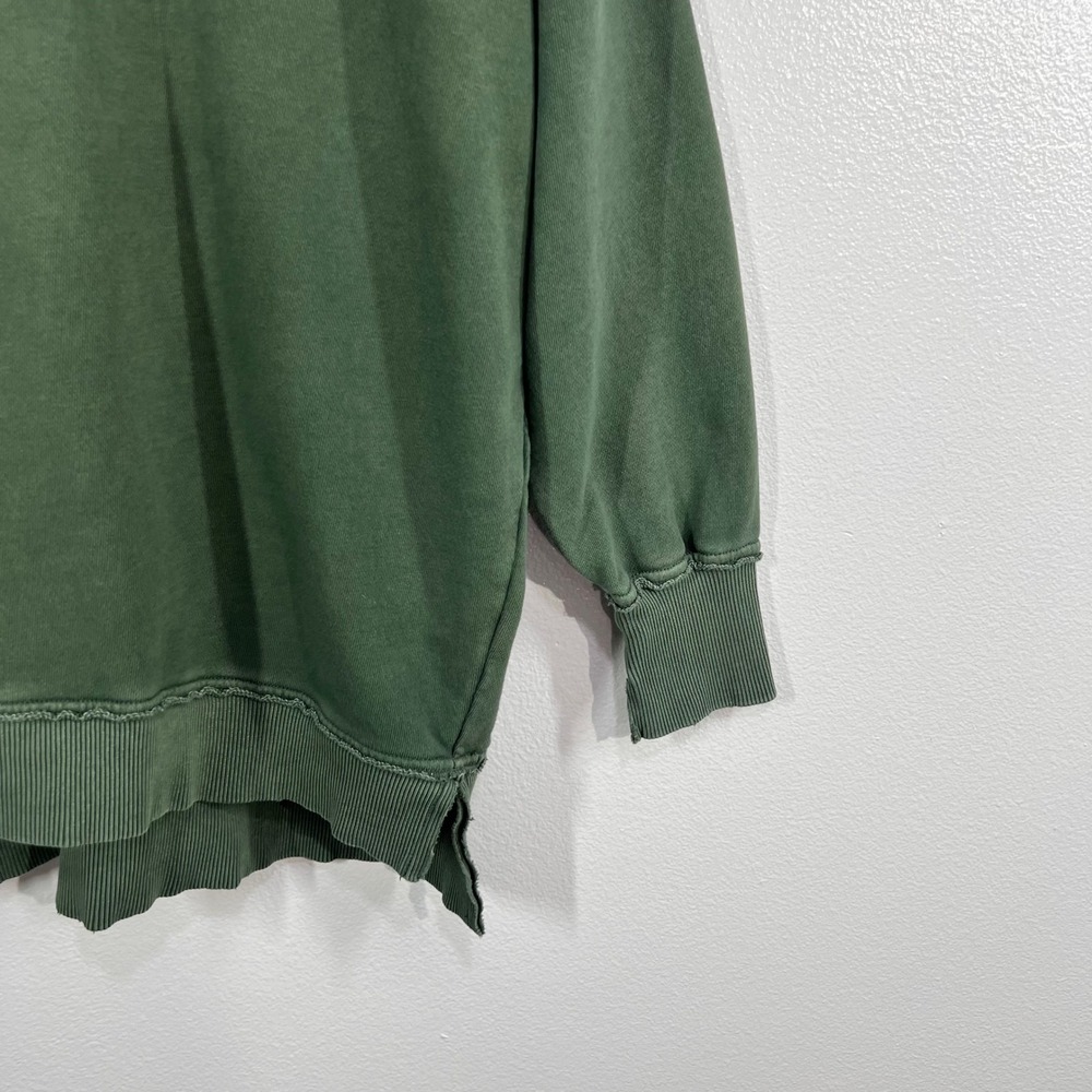 Aerie Distressed Oversized Sweatshirt Women's S/P Olive Green Crewneck Pullover - Picture 5 of 9